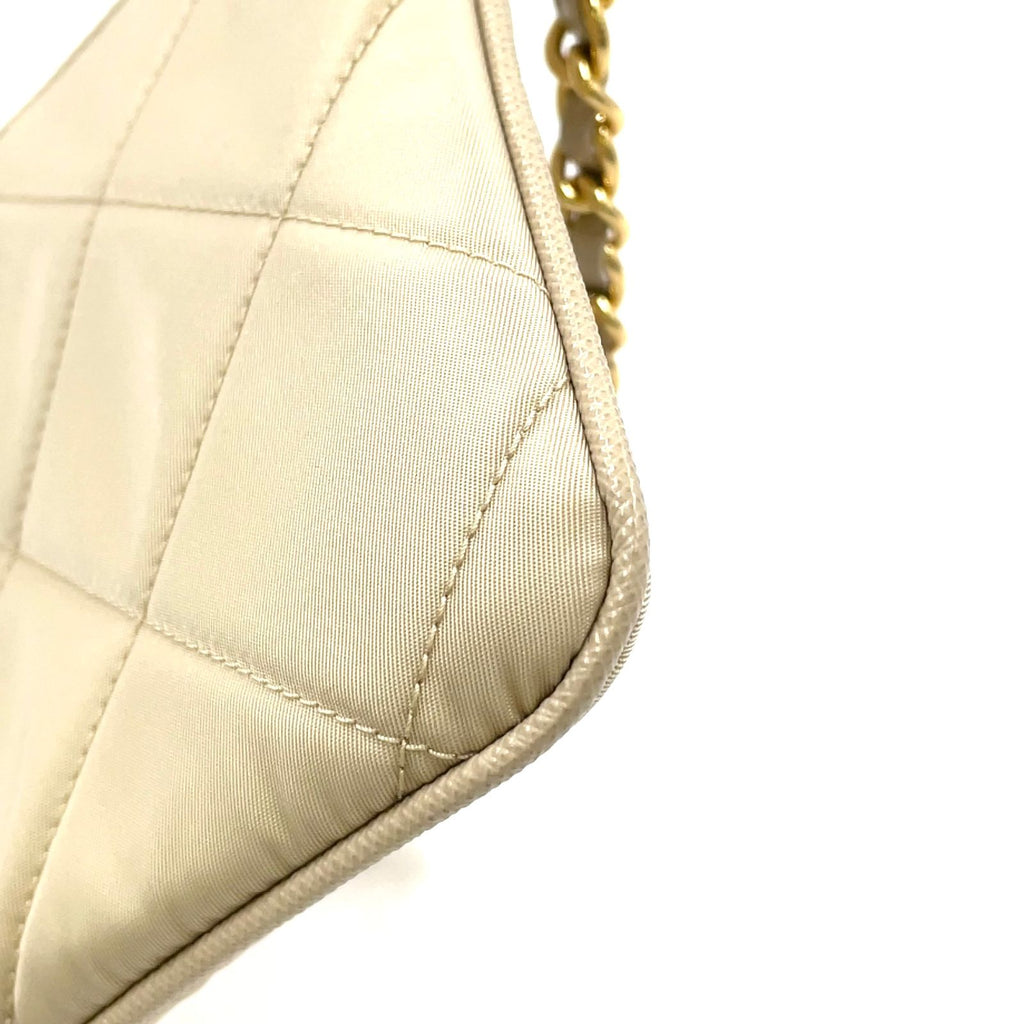 Prada Triangle Logo Nylon Beige Handbag Gold — view 7