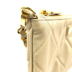 Prada Triangle Logo Nylon Beige Handbag Gold — view 8