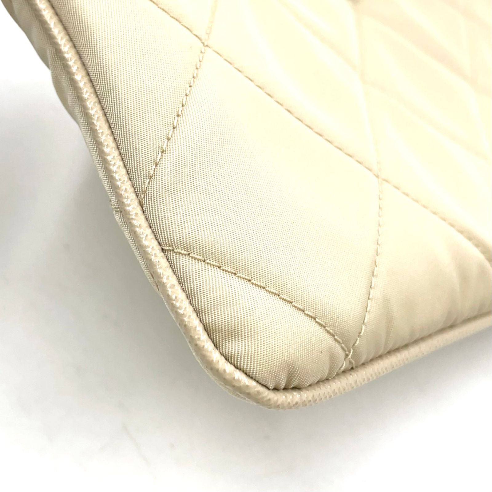 Prada Triangle Logo Nylon Beige Handbag Gold — view 6