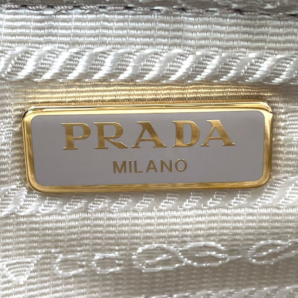 Prada Triangle Logo Nylon Beige Handbag Gold — view 4