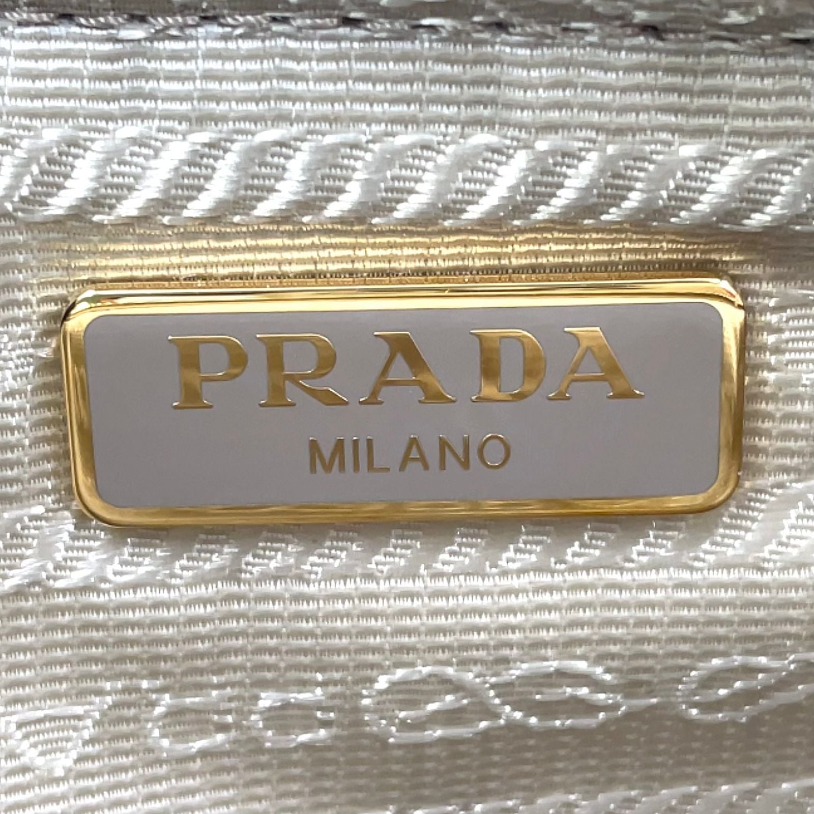 Prada Triangle Logo Nylon Beige Handbag Gold — view 4
