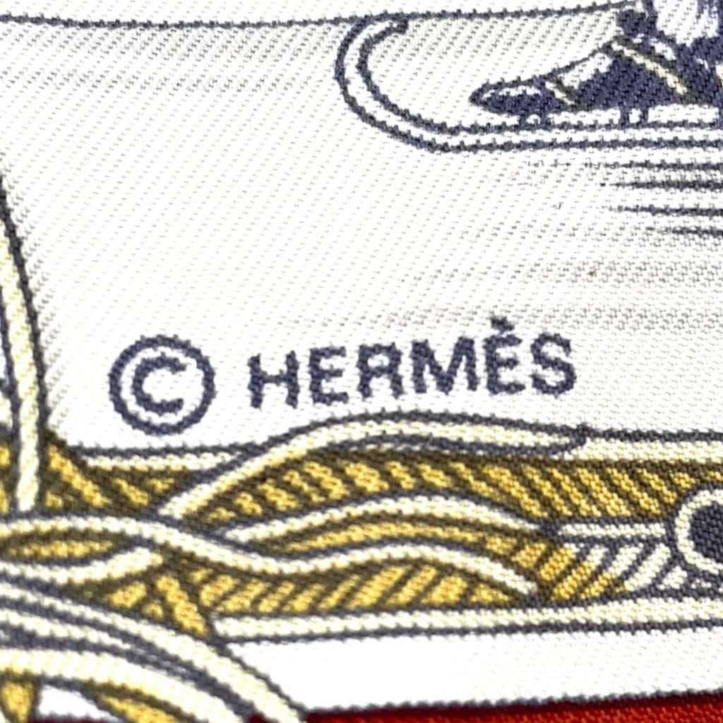 Hermes Carre 90 les Plaisirs du Froid Joy on Ice Silk Orange Brown Scarf — view 9