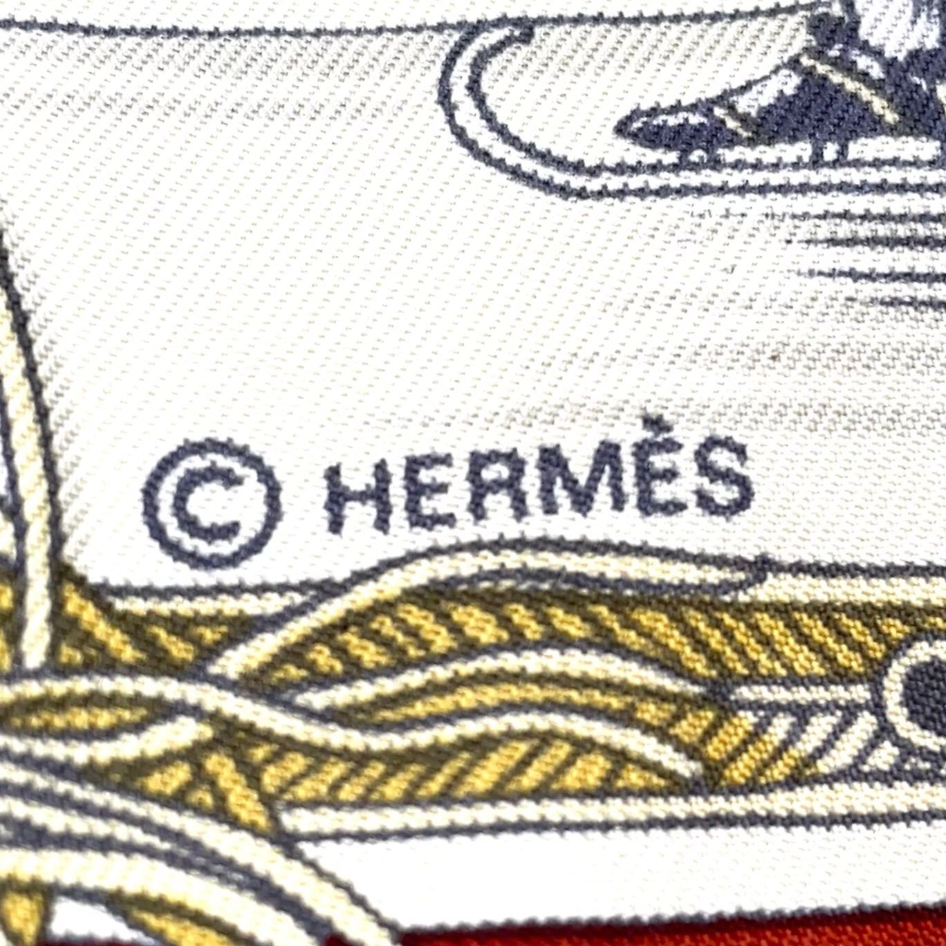 Hermes Carre 90 les Plaisirs du Froid Joy on Ice Silk Orange Brown Scarf — view 9