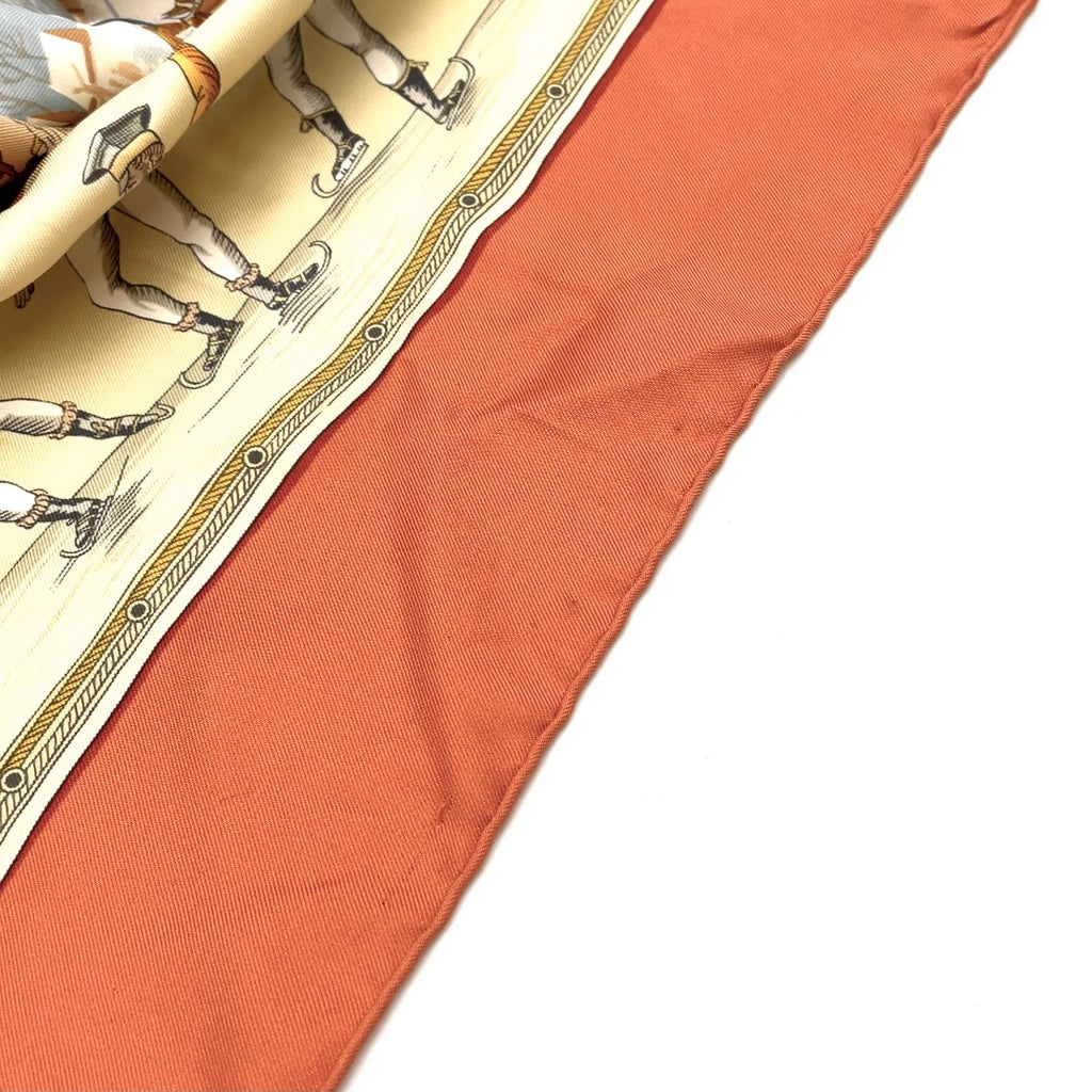 Hermes Carre 90 les Plaisirs du Froid Joy on Ice Silk Orange Brown Scarf — view 7