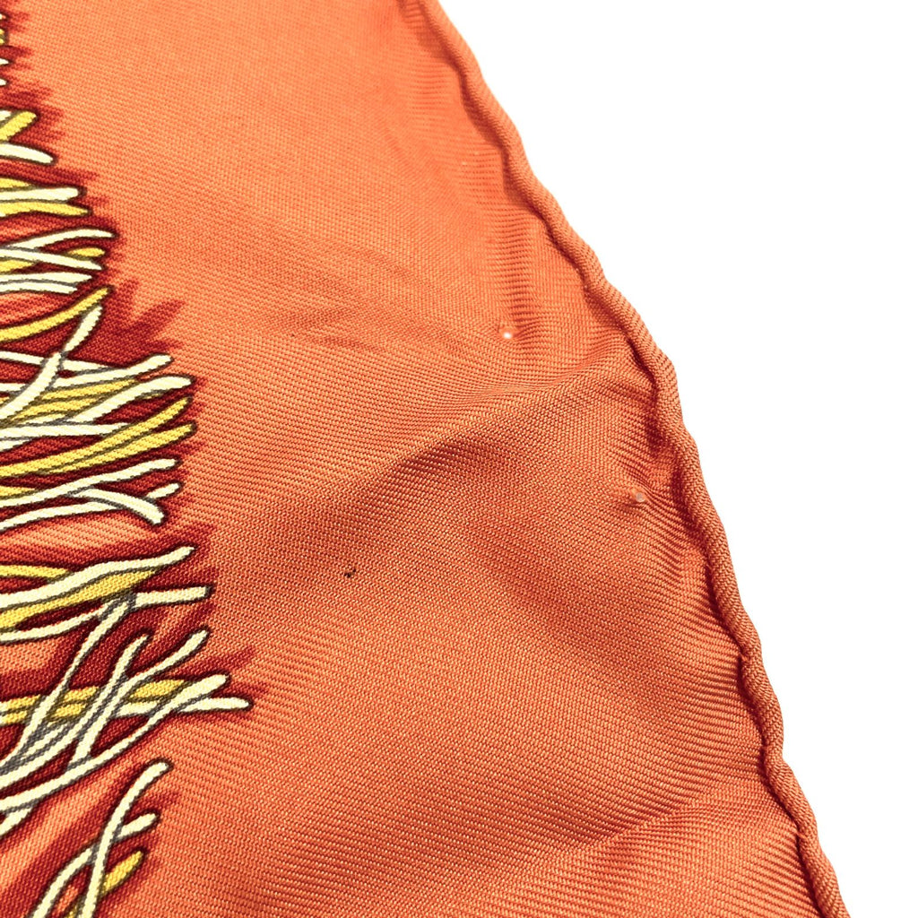 Hermes Carre 90 les Plaisirs du Froid Joy on Ice Silk Orange Brown Scarf — view 3