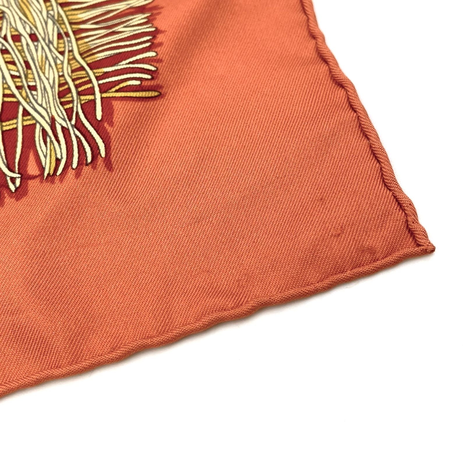 Hermes Carre 90 les Plaisirs du Froid Joy on Ice Silk Orange Brown Scarf — view 6