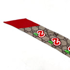 Gucci GG Apple Collection Neck Bow Ribbon Silk Beige Red Scarf — view 5