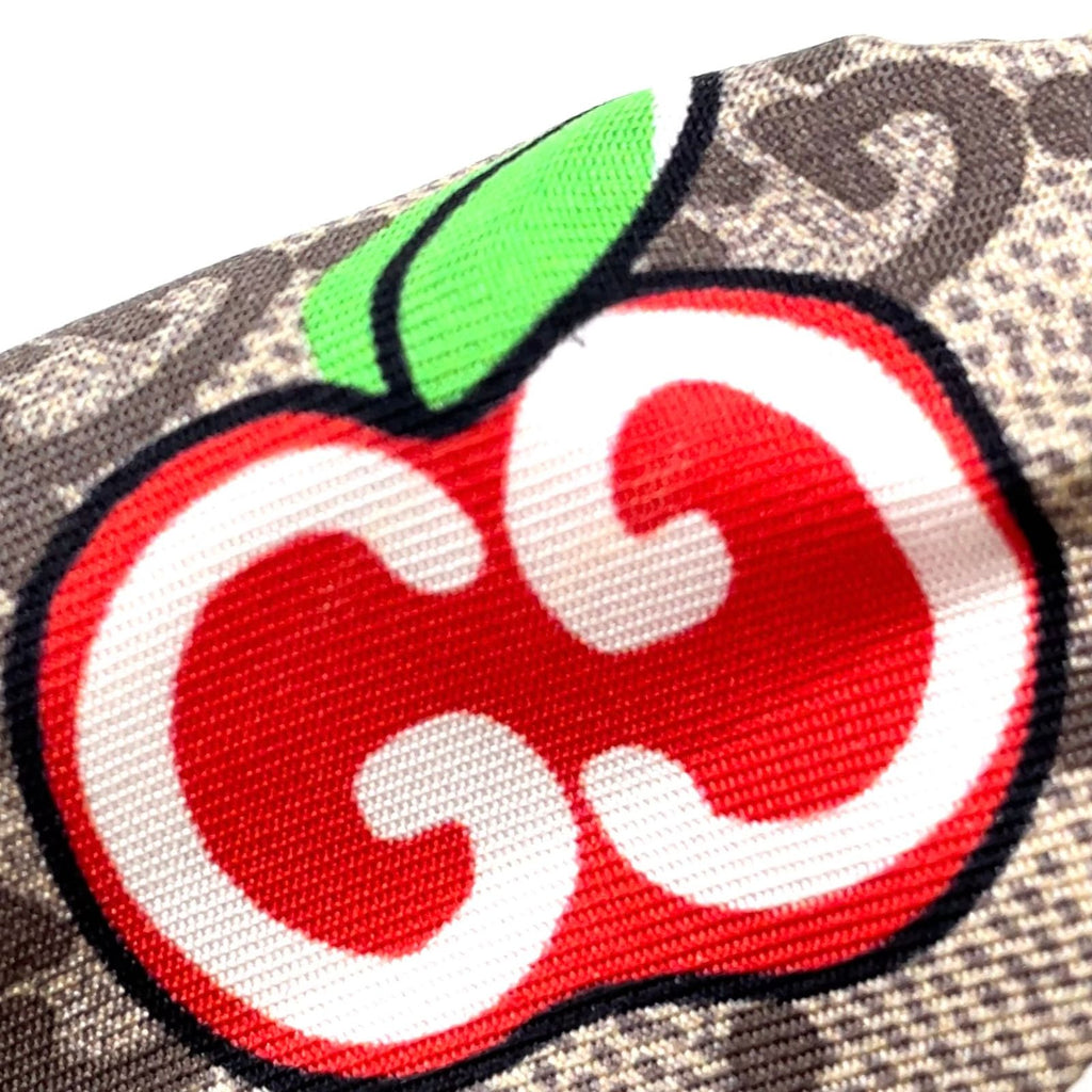 Gucci GG Apple Collection Neck Bow Ribbon Silk Beige Red Scarf — view 6