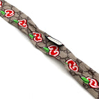 Gucci GG Apple Collection Neck Bow Ribbon Silk Beige Red Scarf — view 3