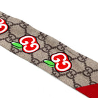 Gucci GG Apple Collection Neck Bow Ribbon Silk Beige Red Scarf — view 4