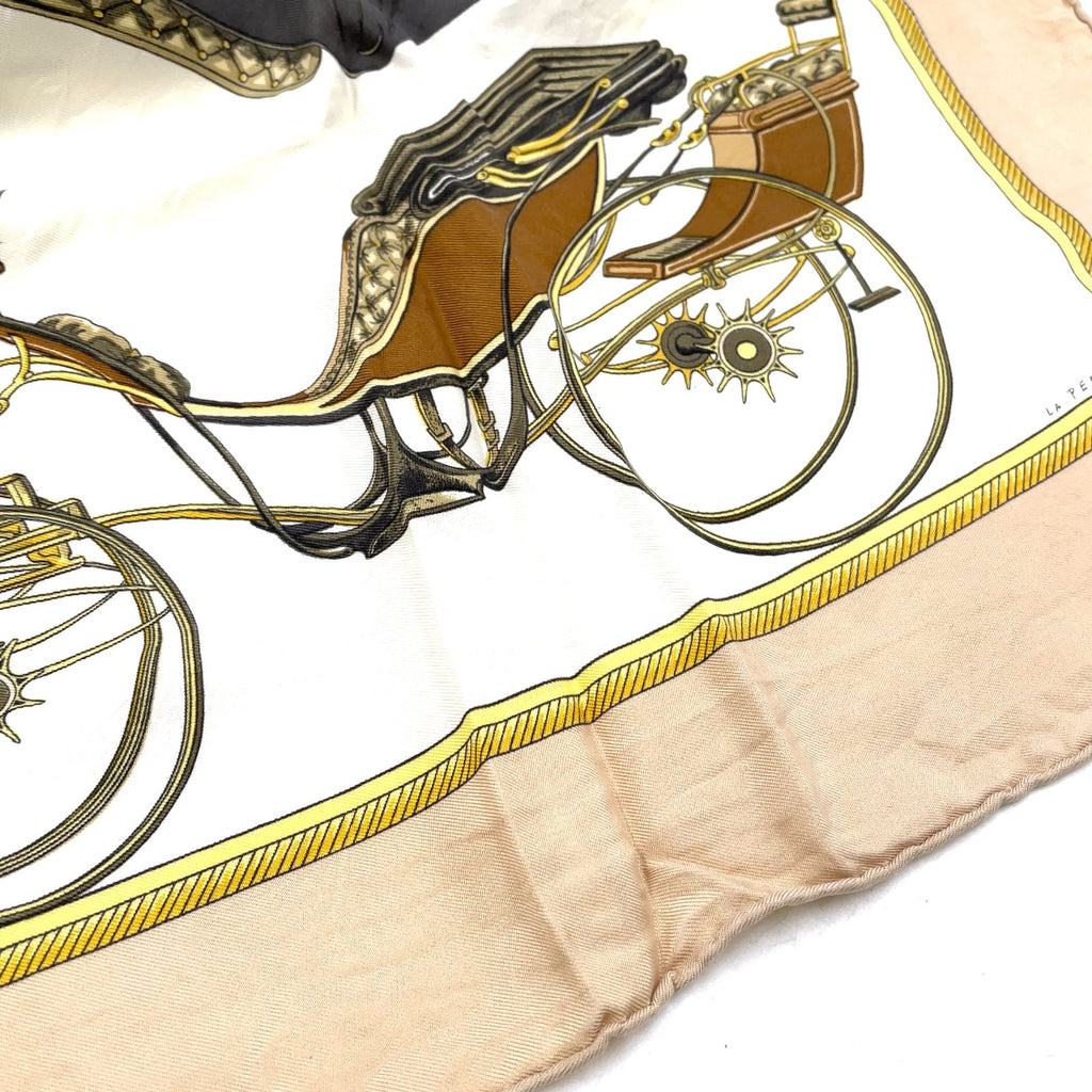Hermes Carre 90 les Voitures a Transformation Foldable Covered Wagon Silk Beige — view 4