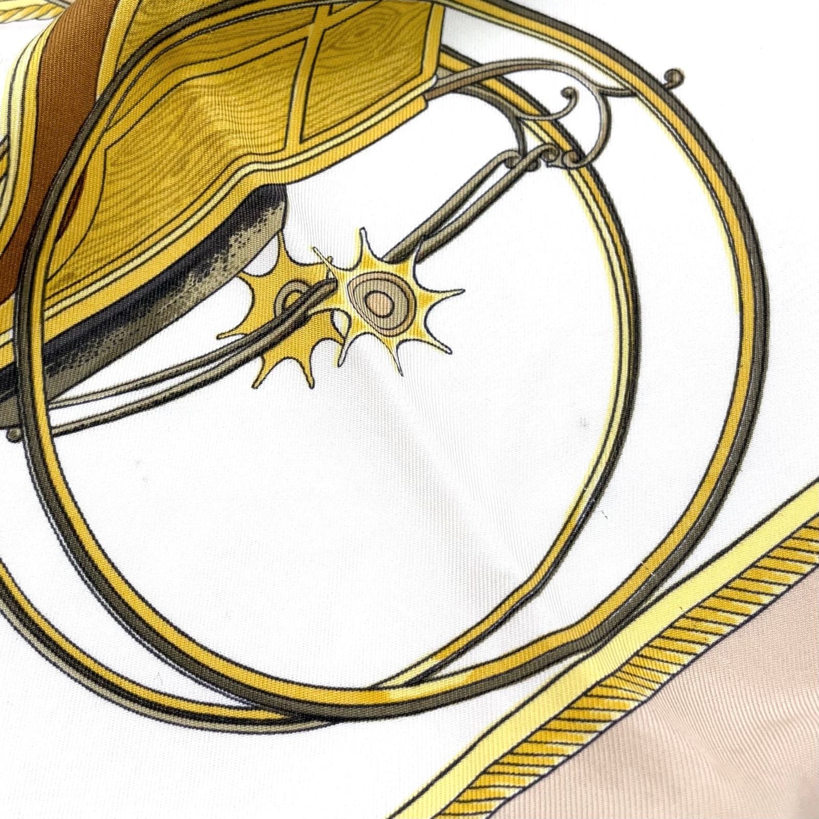 Hermes Carre 90 les Voitures a Transformation Foldable Covered Wagon Silk Beige — view 8