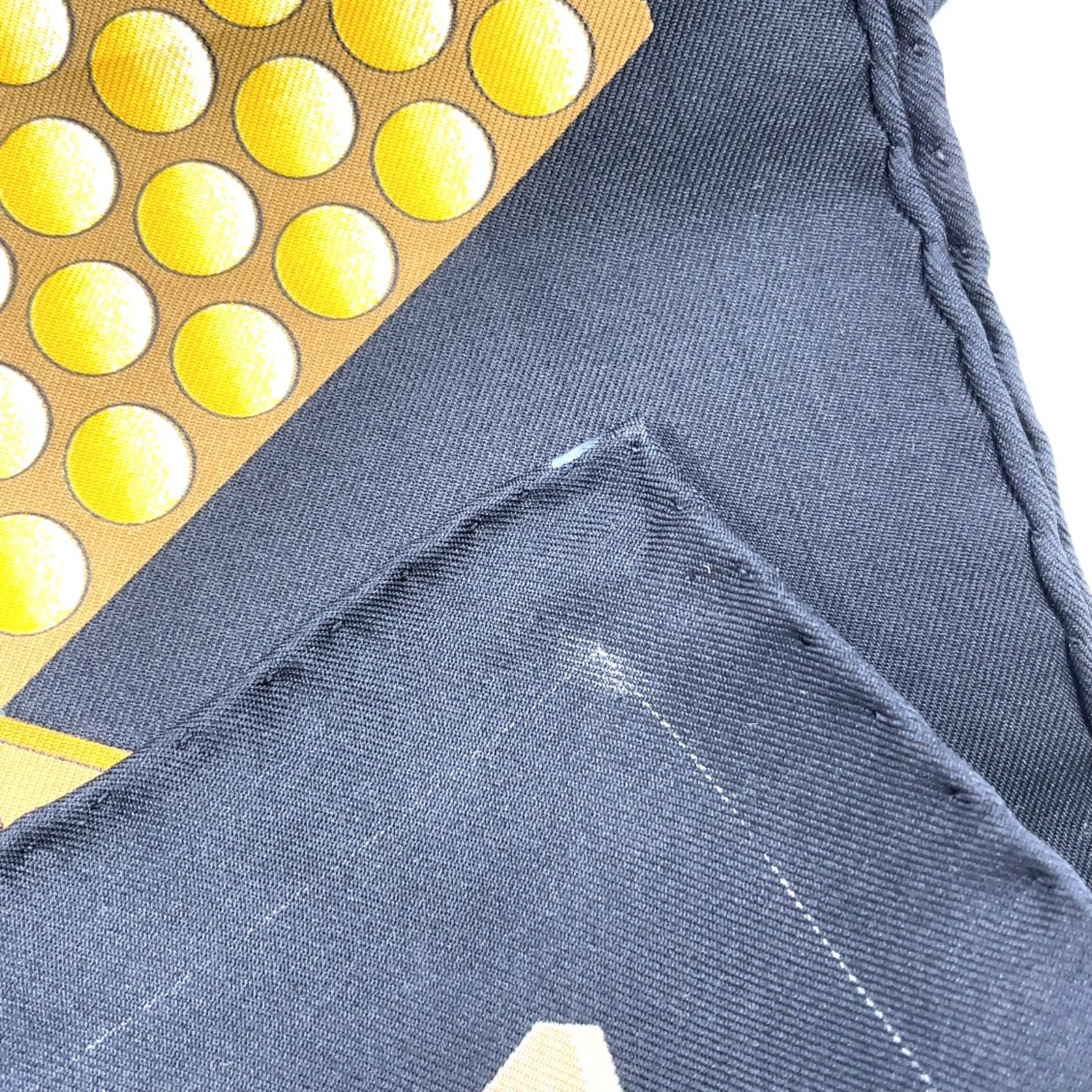 Hermes Carre 90 L'or Des Chefs Silk Yellow Navy Scarf — view 7