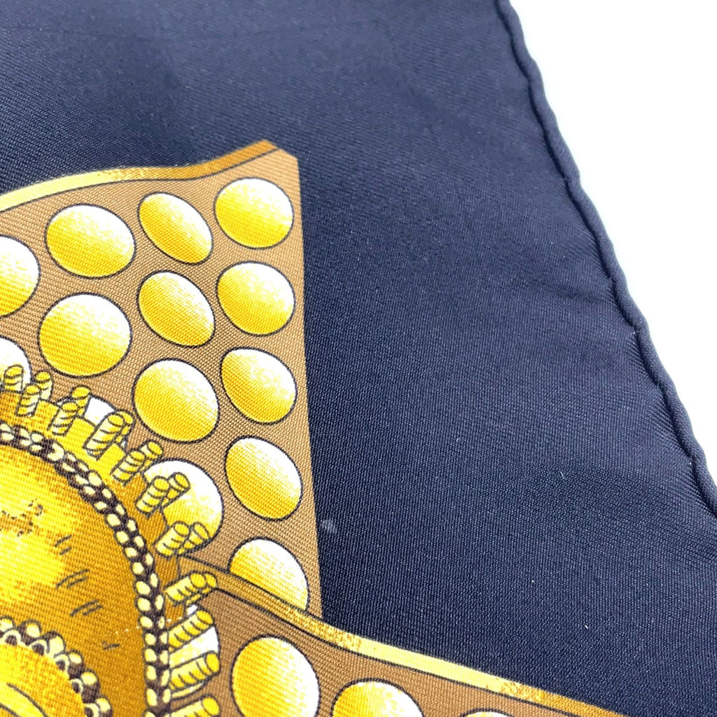 Hermes Carre 90 L'or Des Chefs Silk Yellow Navy Scarf — view 9