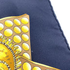 Hermes Carre 90 L'or Des Chefs Silk Yellow Navy Scarf — view 9