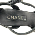 Chanel Sandals 35.5 C Black CC Logo Faux Pearl Leather — view 5