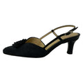 Chanel Sandals 35.5 C Camellia Dark Navy Ivory CC Logo Outsole Upholstery