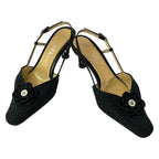 Chanel Sandals 35.5 C Camellia Dark Navy Ivory CC Logo Outsole Upholstery — view 2