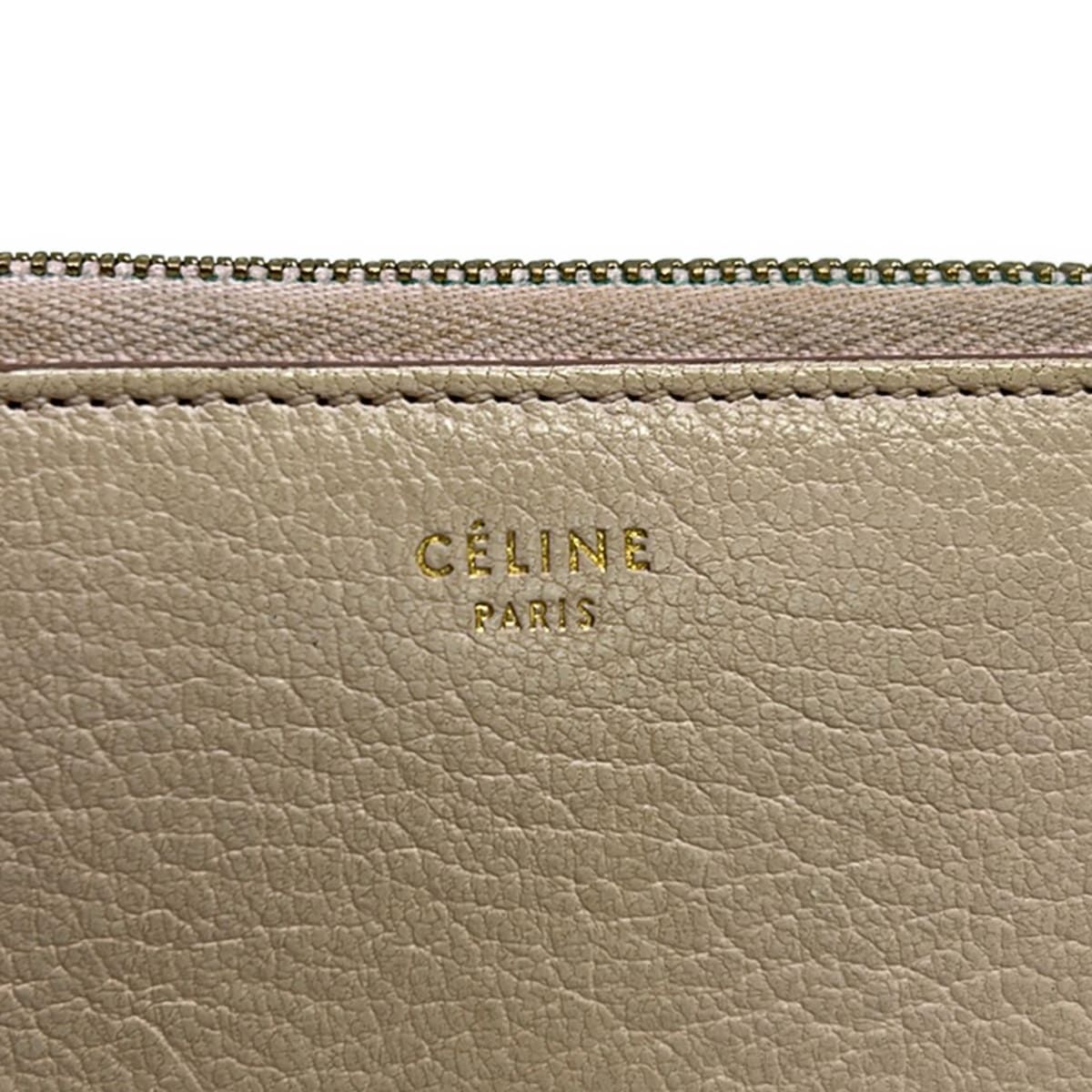 Celine Bifold Wallet Midi Amzip Around Ivory Zip Leather — view 5