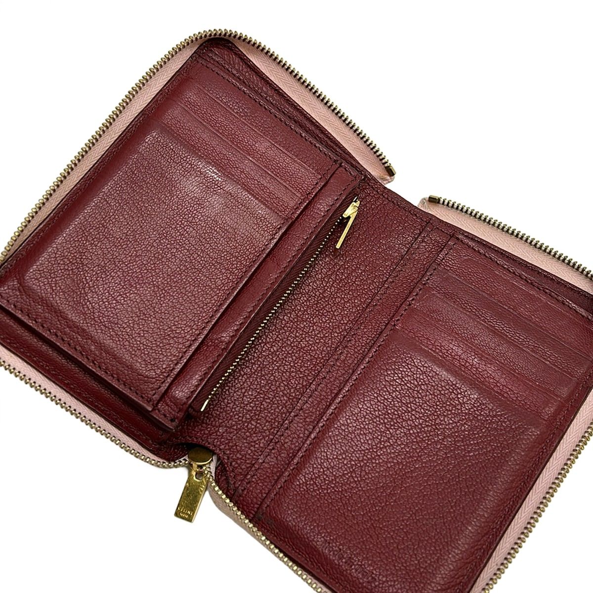 Celine Bifold Wallet Midi Amzip Around Ivory Zip Leather — view 3
