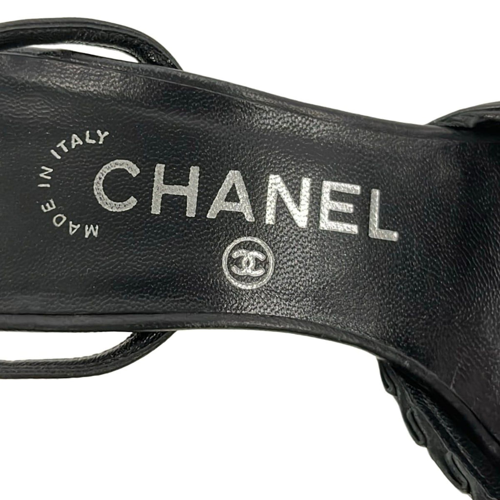Chanel Mules 36 Black CC Logo Ruffle Leather — view 5