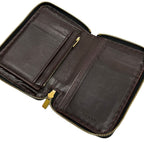 Celine Bifold Wallet Zip Around Dark Brown Yellow Leather — view 3