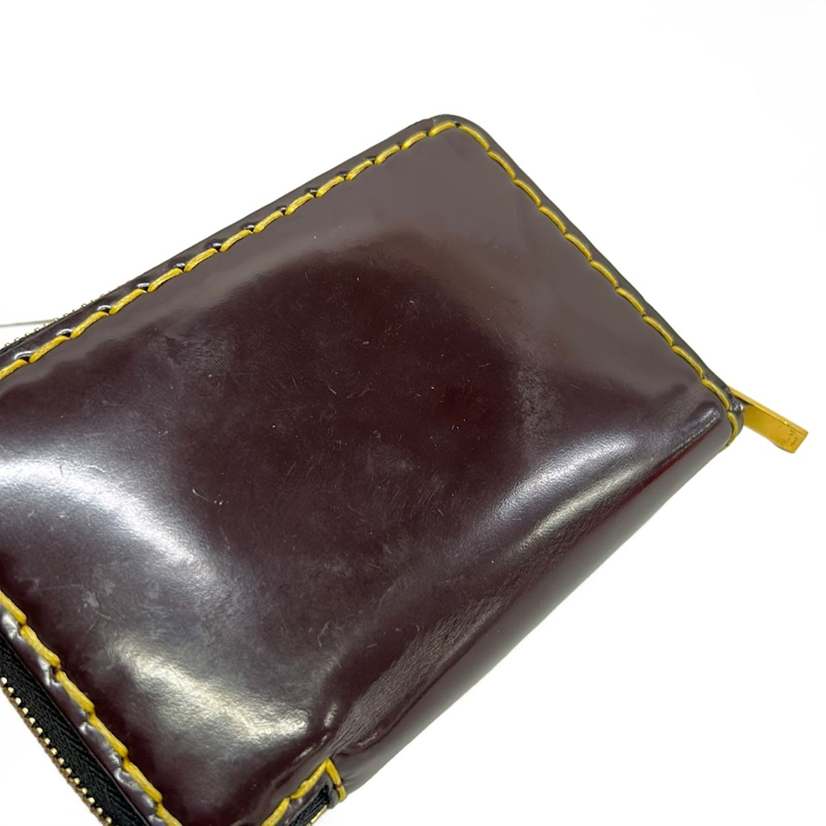 Celine Bifold Wallet Zip Around Dark Brown Yellow Leather — view 6