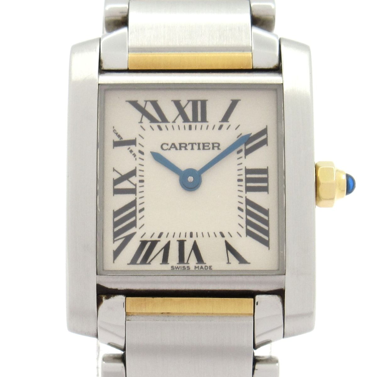 Cartier Watch Tank Francaise SM SS 18k Yellow Gold Ivory