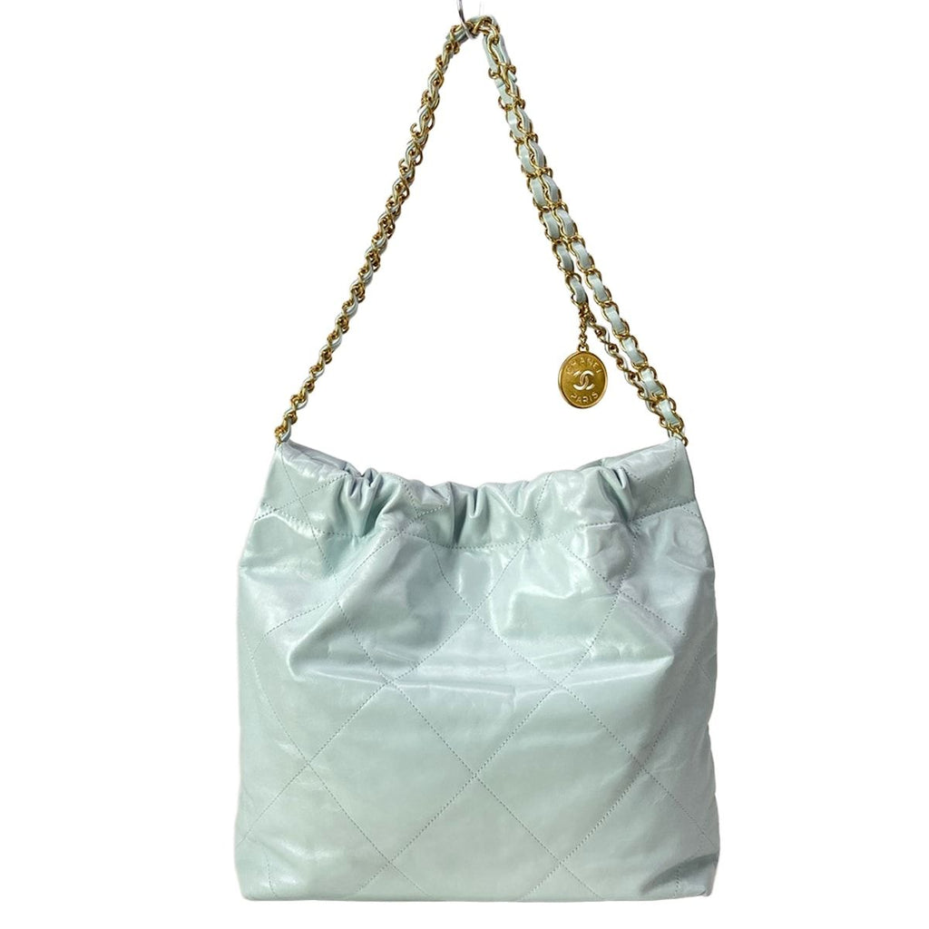 Chanel Handbag 22 Small Light Blue Gold — view 3