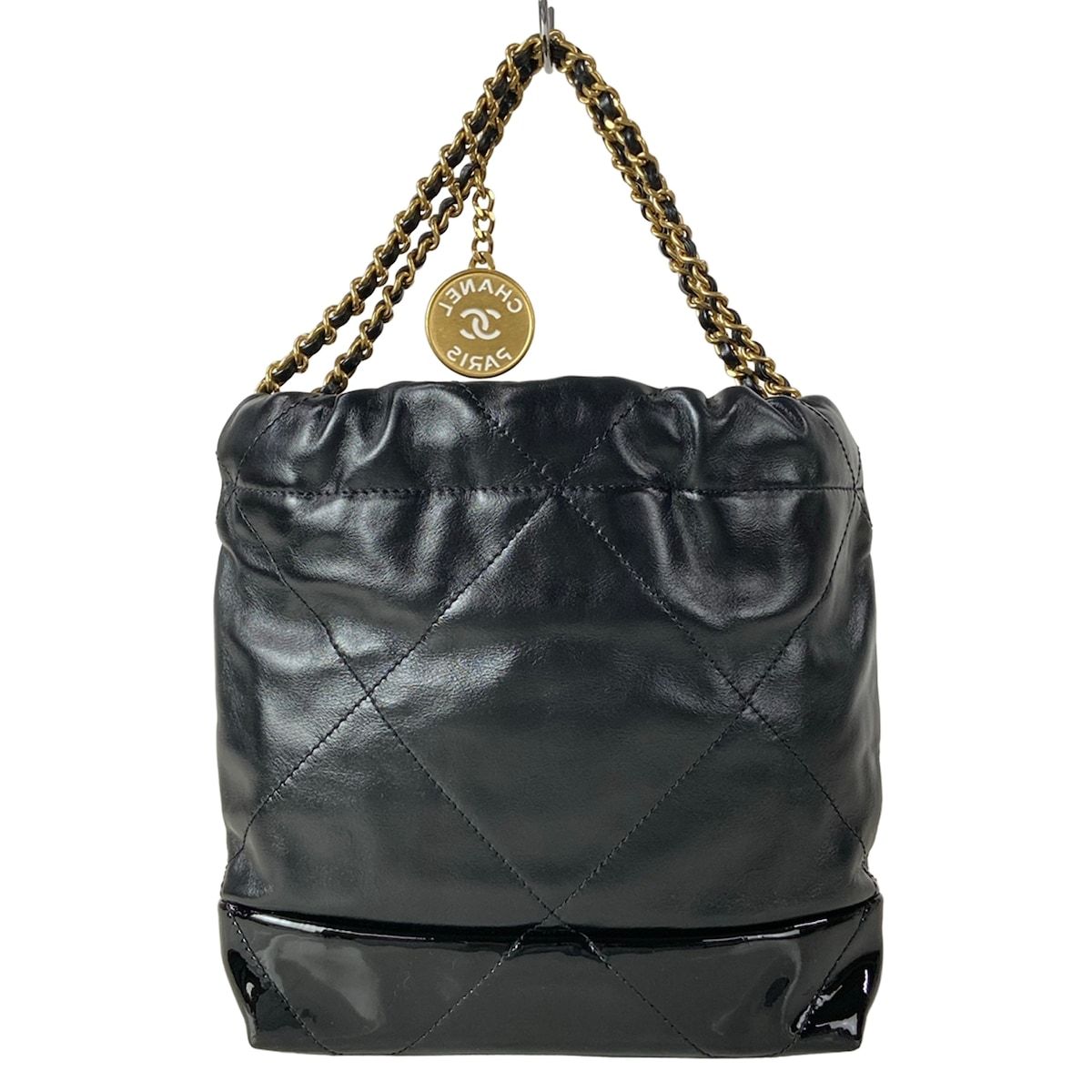 Chanel Handbag 22 Mini Black Chain Handle Vintage Gold Metal — view 3