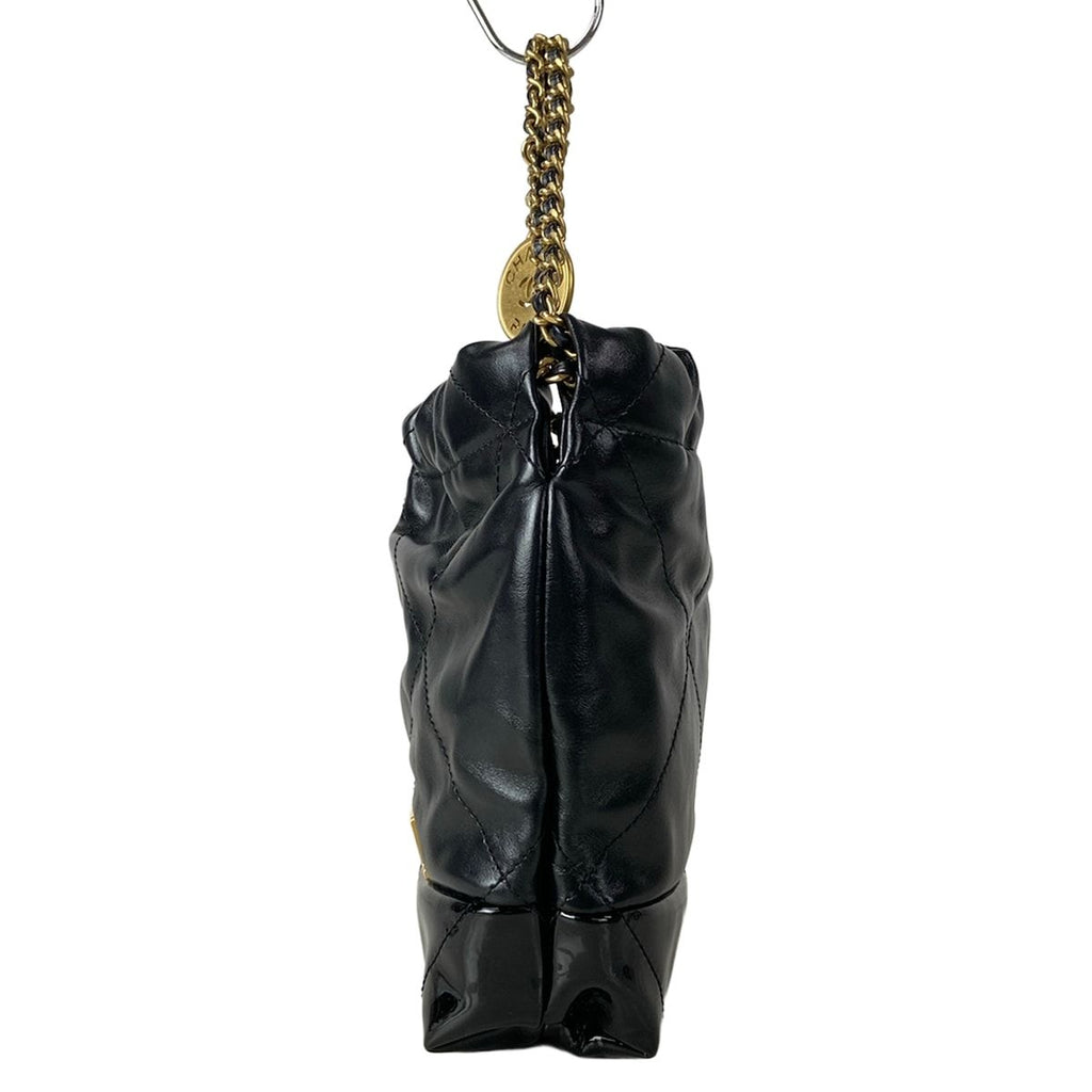 Chanel Handbag 22 Mini Black Chain Handle Vintage Gold Metal — view 4