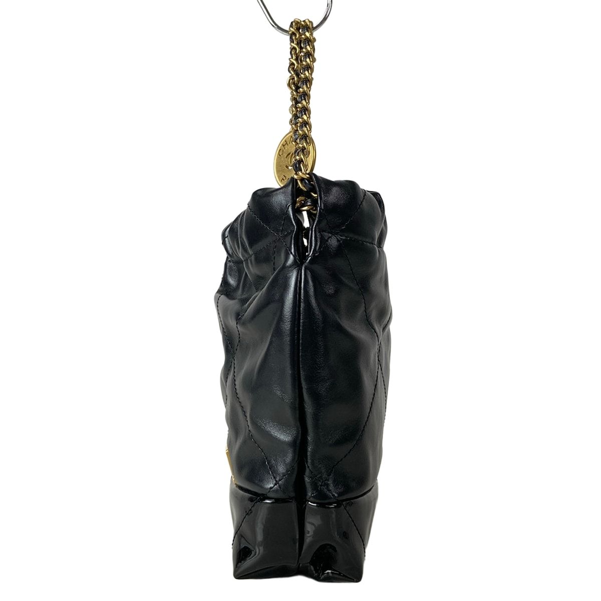Chanel Handbag 22 Mini Black Chain Handle Vintage Gold Metal — view 4