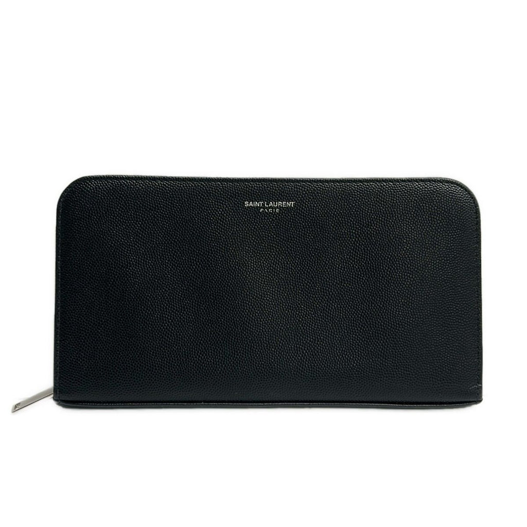 Saint Laurent Paris Wallet Nero Zip Around Leather