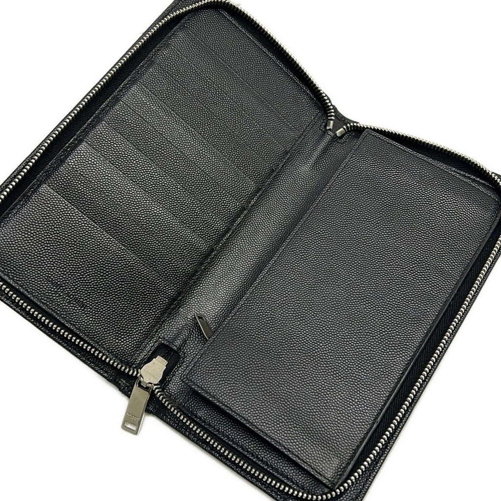 Saint Laurent Paris Wallet Nero Zip Around Leather — view 3
