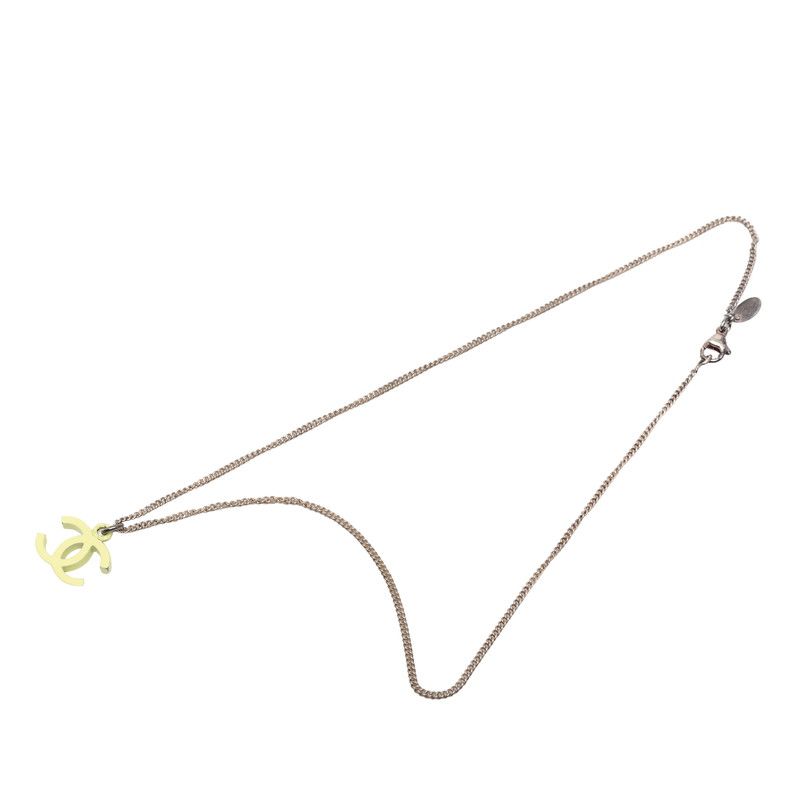 Chanel CC Logo Necklace Silver Yellow Metal — view 3