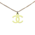 Chanel CC Logo Necklace Silver Yellow Metal