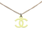 Chanel CC Logo Necklace Silver Yellow Metal