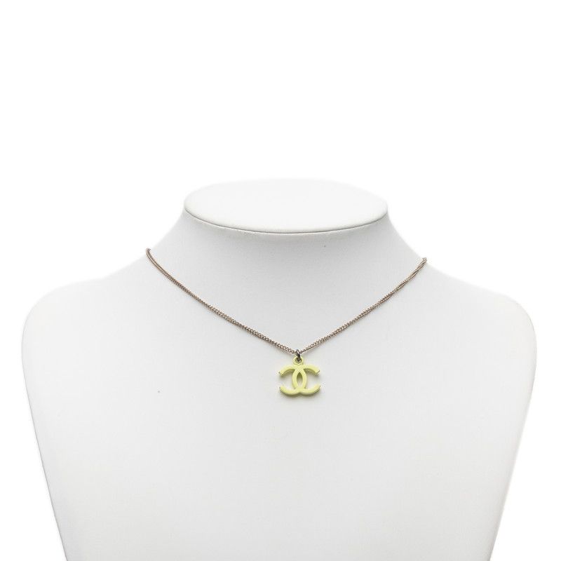 Chanel CC Logo Necklace Silver Yellow Metal — view 6