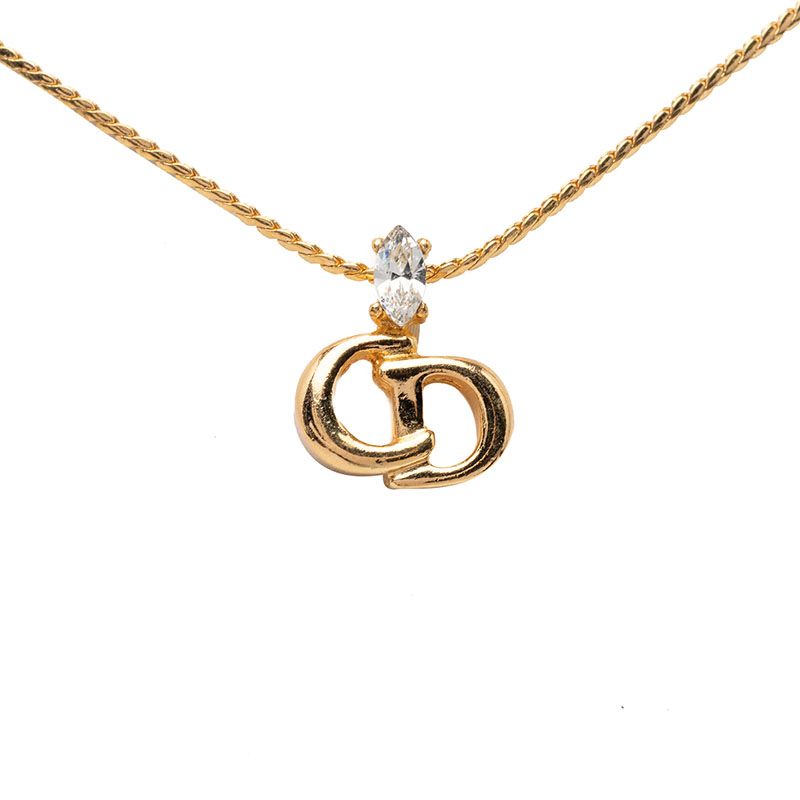 Dior CD Logo Necklace Gold Plated Visual