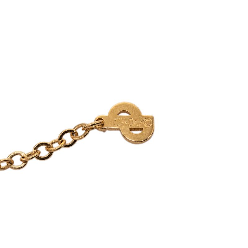 Dior Logo Necklace Gold Black Plated Rhinestone — view 5