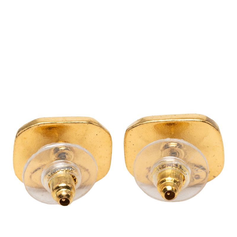 Chanel CC Logo Stud Earrings Vintage Gold Plated — view 2
