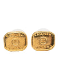 Chanel CC Logo Stud Earrings Vintage Gold Plated