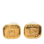Chanel CC Logo Stud Earrings Vintage Gold Plated