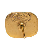 Chanel CC Logo Stud Earrings Vintage Gold Plated — view 3