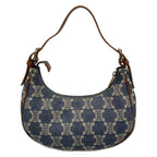 Celine Shoulder Bag Blue Brown Paris Macadam Denim Mini Leather — view 3