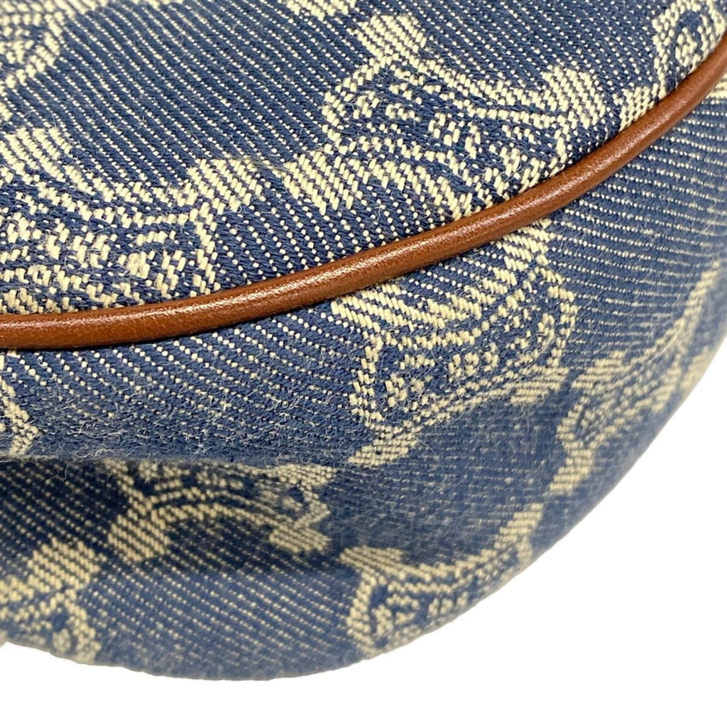 Celine Shoulder Bag Blue Brown Paris Macadam Denim Mini Leather — view 6