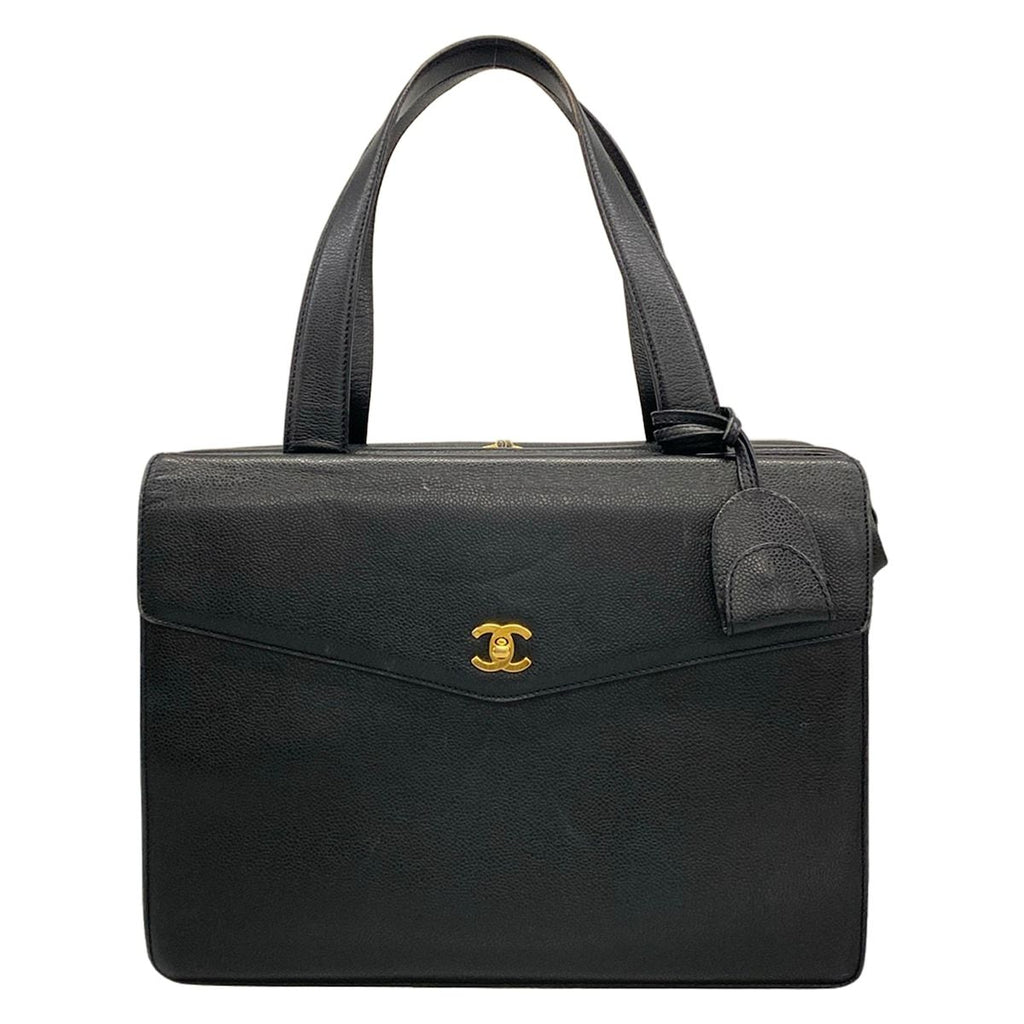 Chanel Business Bag Black Gold Flap Pocket Turnlock