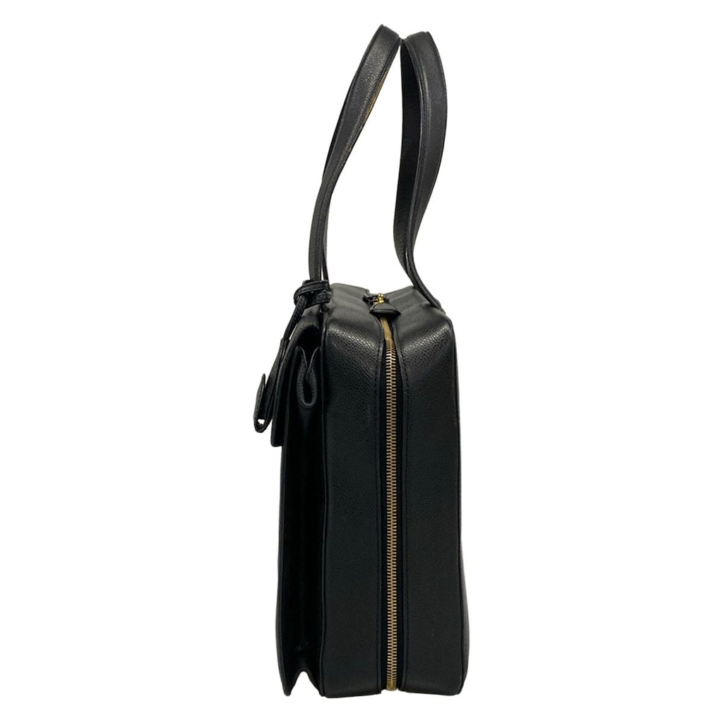 Chanel Business Bag Black Gold Flap Pocket Turnlock — view 4