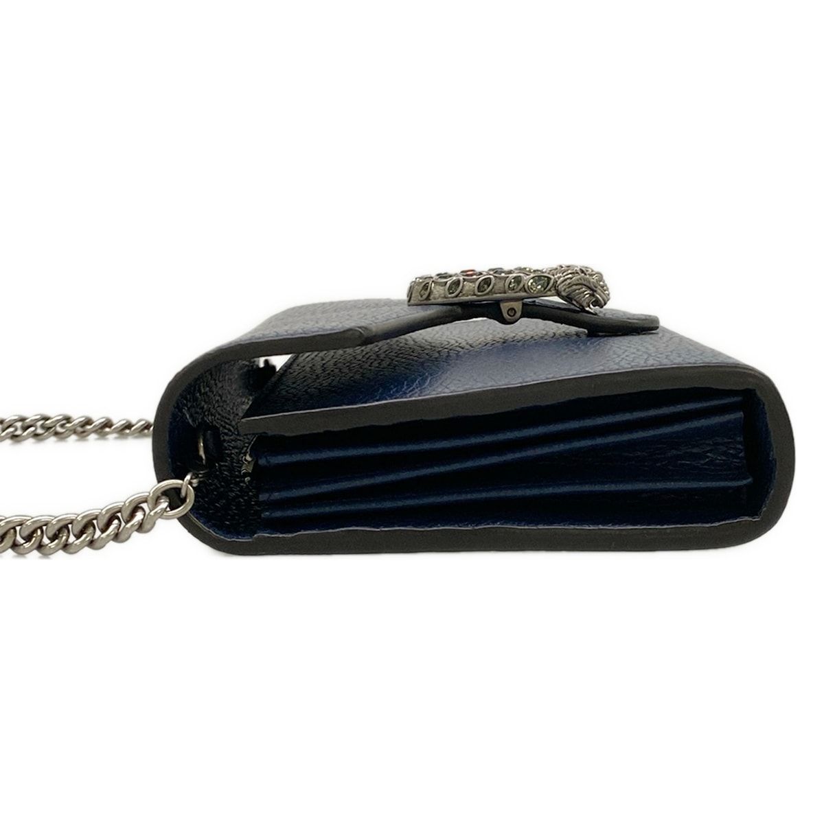 Gucci Wallet Dionysus Dark Navy Silver Chain with Removable Strap Leather — view 9