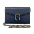 Gucci Wallet Dionysus Dark Navy Silver Chain with Removable Strap Leather